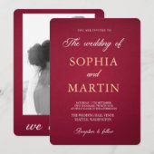 Luxe Bourgondië Bloemen Bruiloft Uitnodiging (Voorkant / Achterkant)