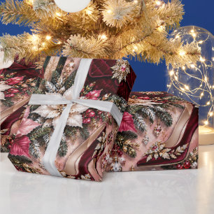 Luxe Bourgondië Blush Mode Kerstmis Cadeaupapier