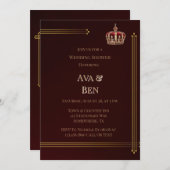 Luxe Bourgondië en goud bloeit bruiloft Kaart (Voorkant / Achterkant)