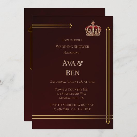 Luxe Bourgondië en goud bloeit bruiloft Kaart (Voorkant / Achterkant)