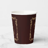 Luxe Bourgondië en goud bloeit bruiloft Papieren Bekers (Links)