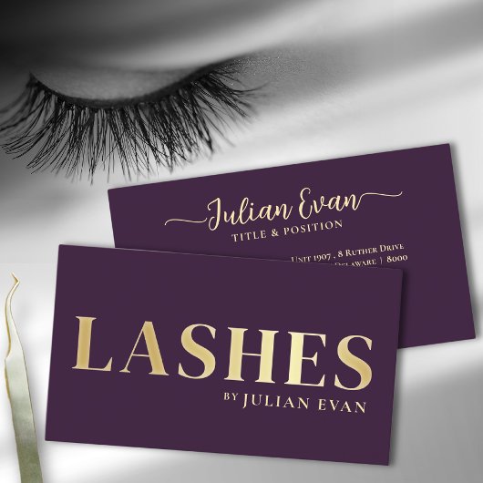 Luxe Bourgondië Gold Lash Technician Visitekaartje
