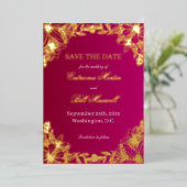 Luxe Bourgondië Goud Folie Save The Date Kaart (Staand Voorkant)