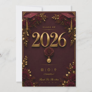 Luxe Bourgondië Gouden Diploma kaart Klas van 2026