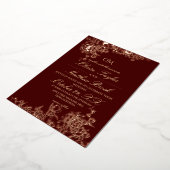 Luxe Bourgondië & Gouden Tuin Bloemen Huwelijk Inv Folie Uitnodiging (Gedraaid)
