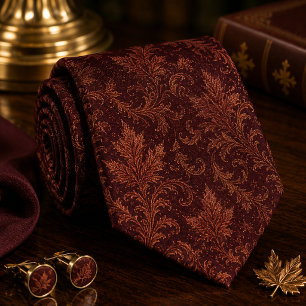 Luxe Bourgondië Herfstblad Damast Stropdas