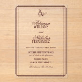 Luxe Bourgondië Monogram Bruiloft Acryl Uitnodigingen (Voorkant)