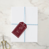 Luxe Bourgondië Monogram kalligrafie Bruiloft Cadeaulabel (Met Touw)
