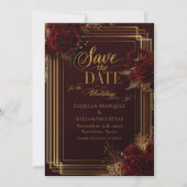 Luxe Bourgondië Roze Goud Flamenco Save The Date (Voorkant)
