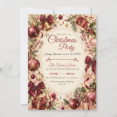 Luxe Bourgondisch Kerstfeest Kaart (Voorkant)