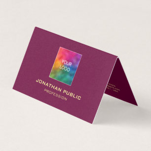 Luxe Bourgondische Sjabloon Upload uw Logo gevouwe Visitekaartje