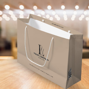 Luxe Boutique merk Voeg Logo beige Neutrale Kleur Groot Cadeauzakje