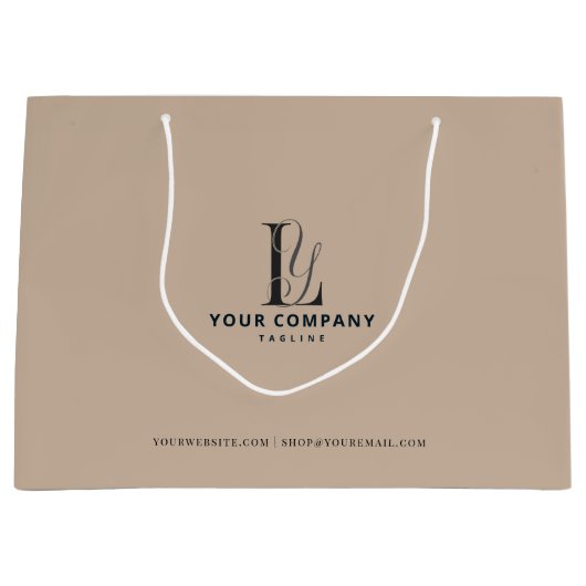 Luxe Boutique merk Voeg Logo beige Neutrale Kleur  Groot Cadeauzakje (Voorkant)