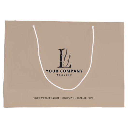 Luxe Boutique merk Voeg Logo beige Neutrale Kleur Groot Cadeauzakje (Achterkant)