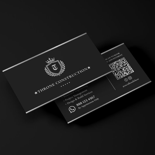 Luxe Bouw Crest Aannemer Zwart Visitekaartje