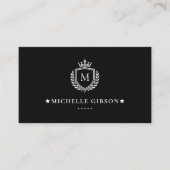 Luxe Bouwer Minimaal Monogram Kroon Crest Visitekaartje (Voorkant)