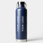 Luxe brede logo patroon Navy Blue Waterfles (Achterkant)