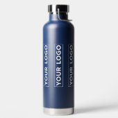 Luxe brede logo patroon Navy Blue Waterfles (Links)