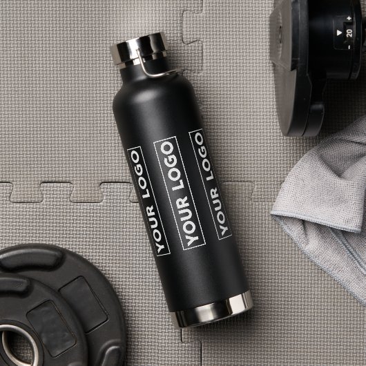 Luxe brede logo patroon Zwart Waterfles (Gym)