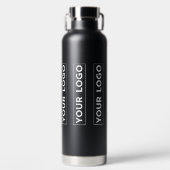 Luxe brede logo patroon Zwart Waterfles (Voorkant)