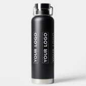 Luxe brede logo patroon Zwart Waterfles (Achterkant)
