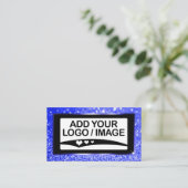 Luxe Bright Blue Sparkle Logo fotosjabloon Visitekaartje (Staand voorkant)