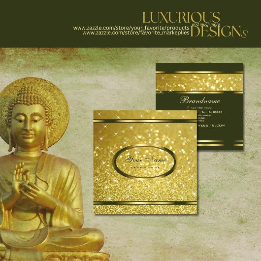 Luxe Bright Gold Glitter Sparkle Stars Stijlvol Vierkante Visitekaartje