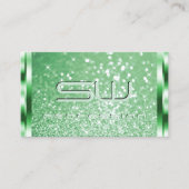 Luxe Bright Green Sparkle Glitter Stars Initialen Visitekaartje (Voorkant)