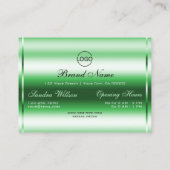 Luxe Bright Green Sparkle Glitter Sterren en Logo Visitekaartje (Achterkant)