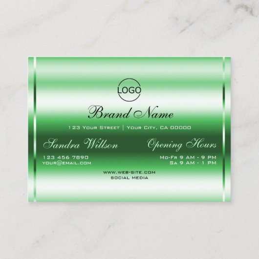 Luxe Bright Green Sparkle Glitter Sterren en Logo Visitekaartje (Achterkant)