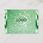 Luxe Bright Green Sparkle Glitter Sterren en Logo Visitekaartje (Voorkant)