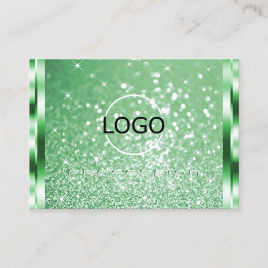 Luxe Bright Green Sparkle Glitter Sterren en Logo Visitekaartje (Voorkant)
