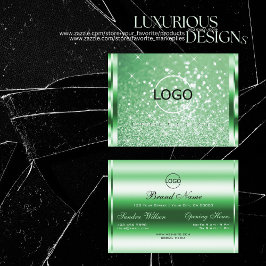 Luxe Bright Green Sparkle Glitter Sterren en Logo Visitekaartje