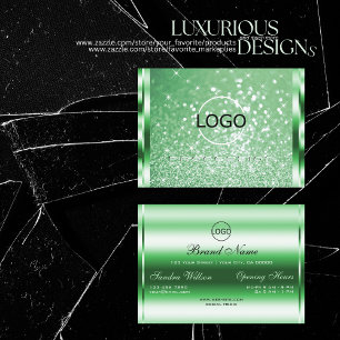Luxe Bright Green Sparkle Glitter Sterren en Logo Visitekaartje