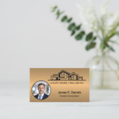 Luxe Bronzen Gouden Vastgoed Chic Professioneel Visitekaartje (Staand voorkant)