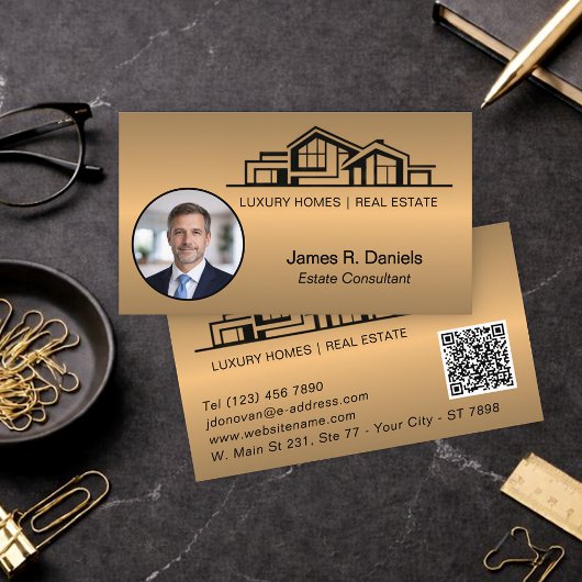 Luxe Bronzen Gouden Vastgoed Chic Professioneel Visitekaartje