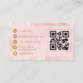 Luxe Brow Artist Blush Pink Gold Agate QR Code Visitekaartje (Achterkant)