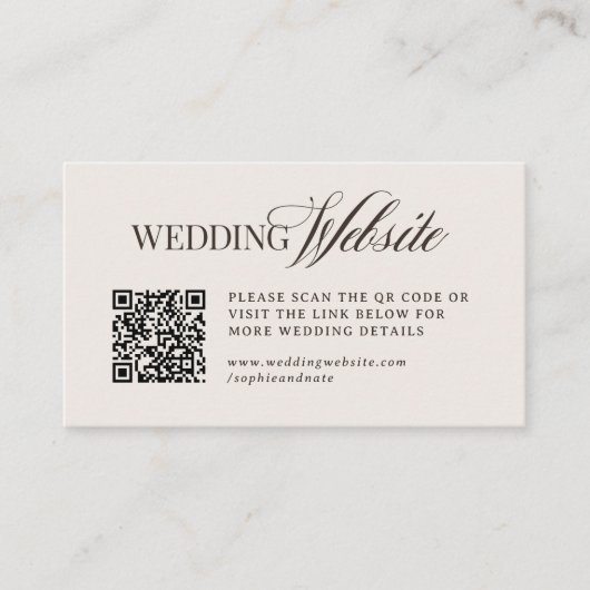 Luxe Brown and Ivory | Wedding Website QR Code Informatiekaartje (Voorkant)