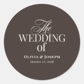 Luxe Brown | Elegant Wedding Ronde Sticker (Voorkant)