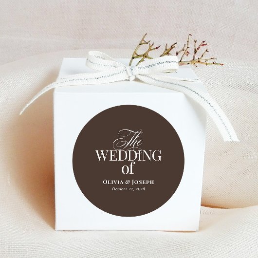 Luxe Brown | Elegant Wedding Ronde Sticker
