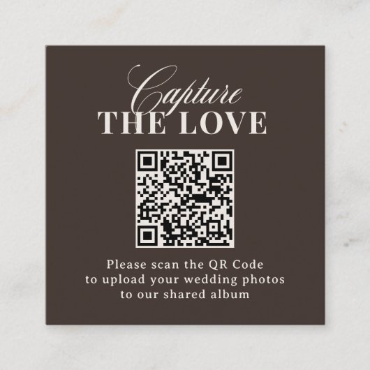 Luxe Brown | QR Code Wedding Capture the Love Informatiekaartje (Voorkant)