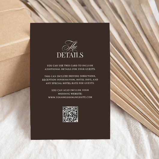 Luxe Brown | QR Code Wedding Guest Details Informatiekaartje
