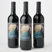 Luxe bruiloft: Glazen in lood pauwenwijnlabels Wijn Etiket (Flessen)