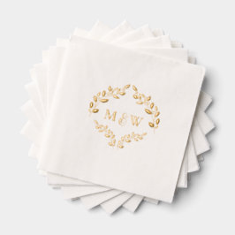 Luxe bruiloft Gouden folie blad Monogram Crest Servetten