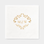 Luxe bruiloft Gouden folie blad Monogram Crest Servetten (Voorkant)