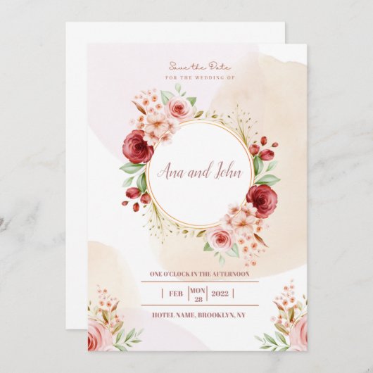 Luxe bruiloft kaart (Voorkant / Achterkant)