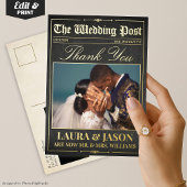 Luxe bruiloft krant dank u kaart gouden folie