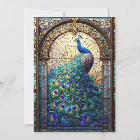 Luxe bruiloft: majestueuze pauw uitnodigingen (Achterkant)