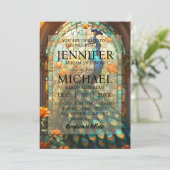 Luxe bruiloft: majestueuze pauw uitnodigingen (Staand voorkant)