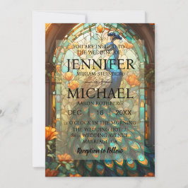 Luxe bruiloft: majestueuze pauw uitnodigingen